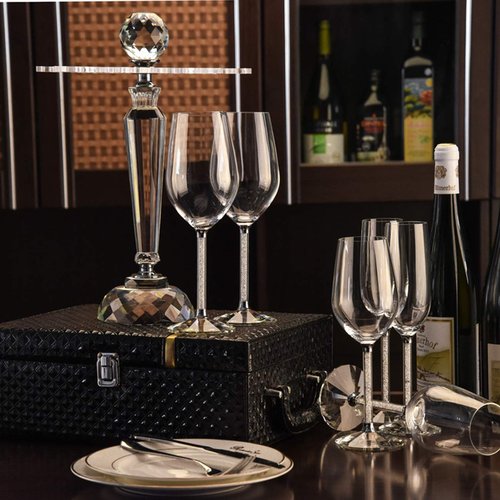 SHTWX Elegant Desktop Crystal Glass Stemware Rack/Rotate 8 Wine Glass Storage Holder Stand Air Drying Rack