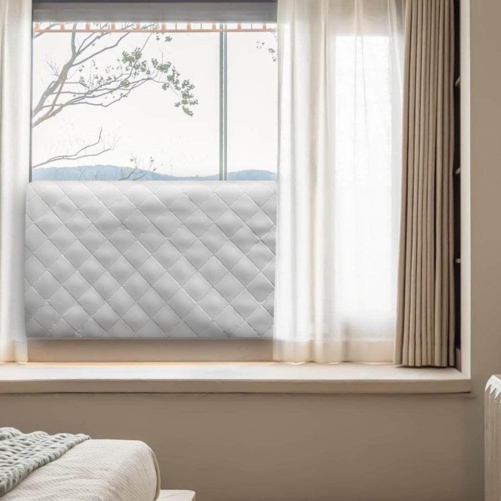 RUNZEG Indoor Air Conditioner Cover, 21Lx15Hx3.5D in Gray Window Winter Unit Cover Anti-Rust Adjustable for Window AC with Free Elastic Straps