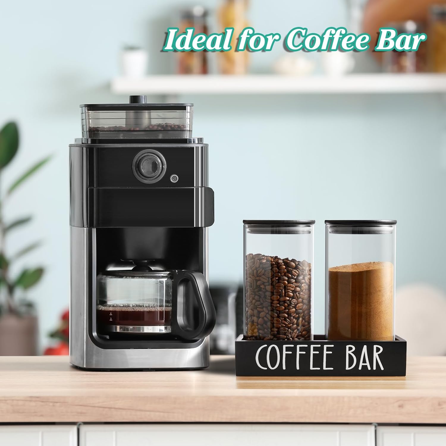 OUTNILI Broom Holder Wall Mount | Versatile Storage Solution with Coffee Canister Set