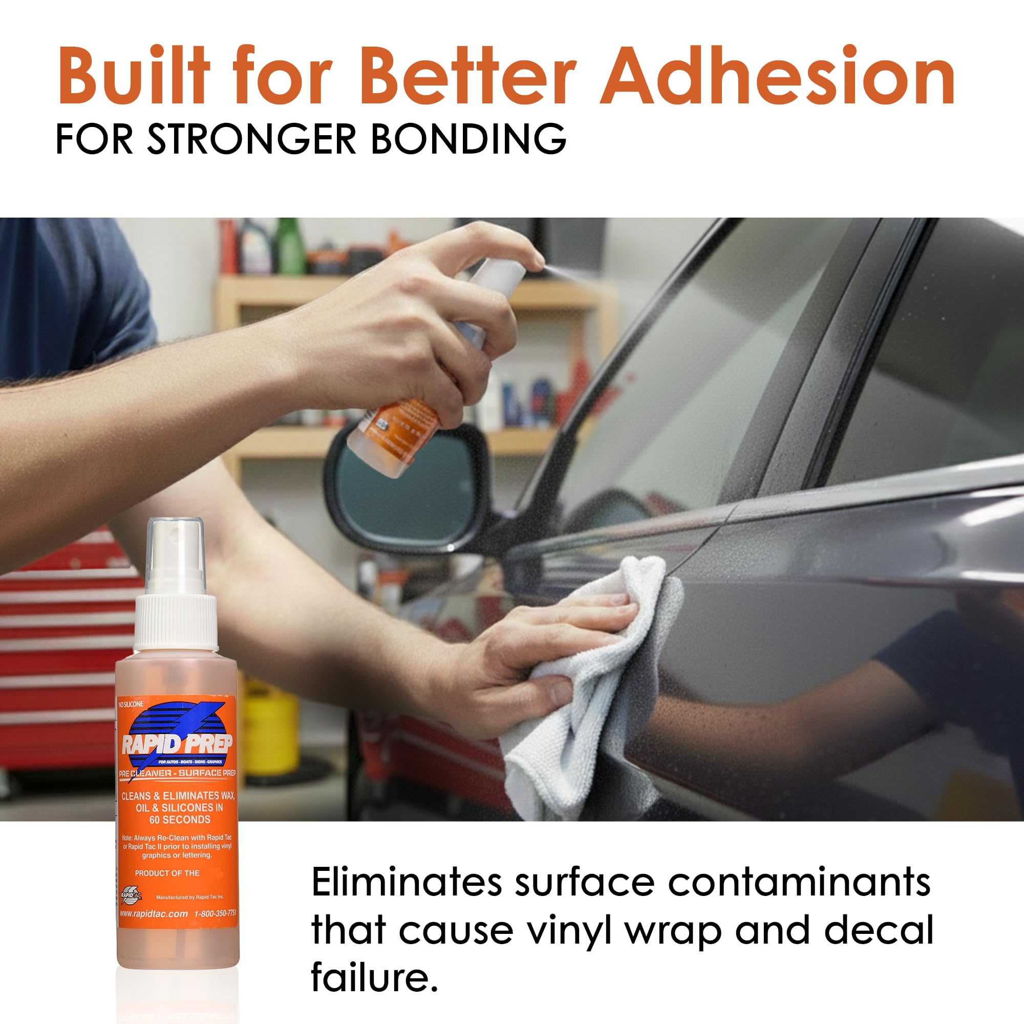 Rapid Tac Rapid Prep Surface Cleaner 4 oz | Safe Water Based solution Removes Wax, Grease, Oil & Silicone Non-Flammable Formula Pre-Cleaning Paint, Sign Materials & Glass Before Vinyl Application