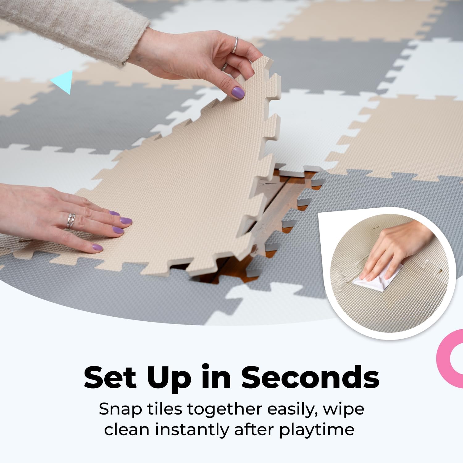 MioTetto Baby Play Mat - Portable Foam Floor Tiles for Safe Crawling & Development | Soft, Stylish Design
