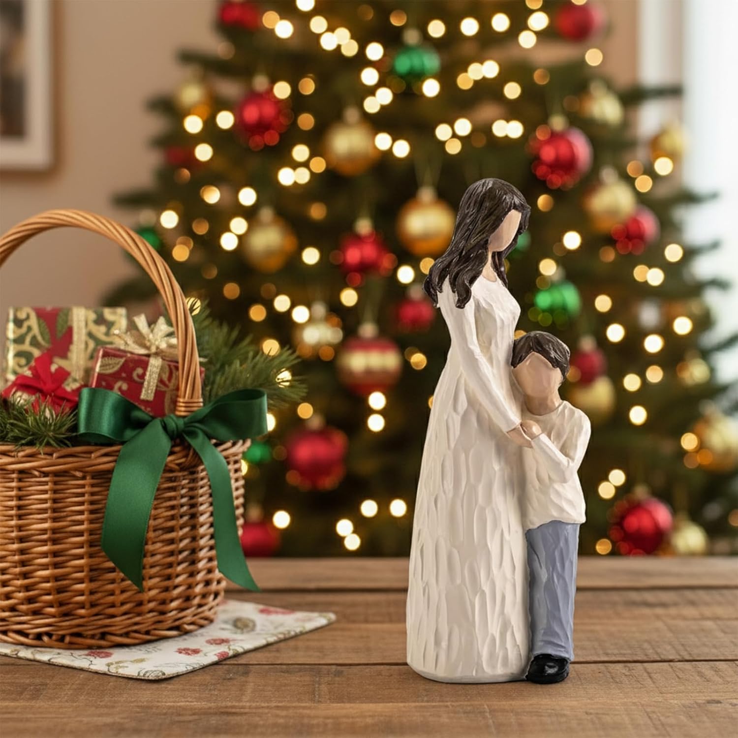 Regine Switzerland Mother and Son Figurines - Hand-Painted Family Sculpture Gift | 9.5" H for Birthdays & Holidays