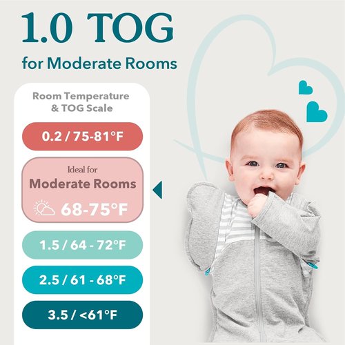 Love To Dream Swaddle UP - Baby Sleep Sack for Self-Soothing | 1.0 TOG, 13-19 lbs, Gray