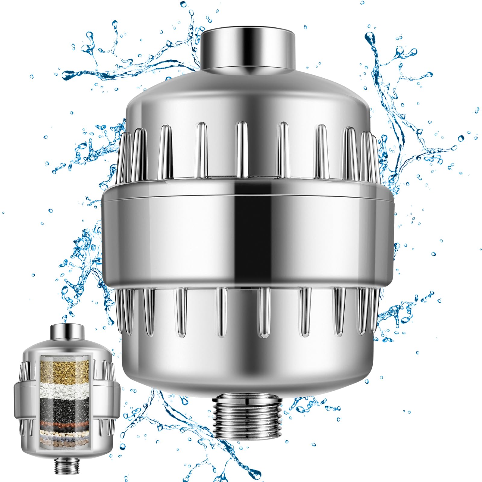 IBGBYAS 25 Stage Shower Filter, Powerful Shower Head Water Filter for Hard Water, Showerhead Filters to Remove Chlorine Toxic Chemicals & Improve Water Efficiently, Good for Health, Easy to Install