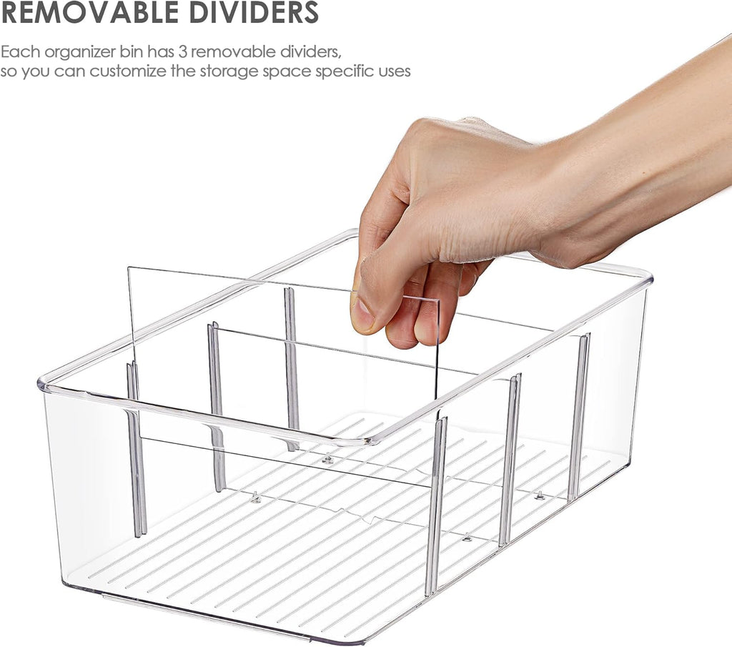 Vtopmart Food Storage Organizer Bins - 10 Pack Clear Plastic Bins for Pantry & Kitchen Organization