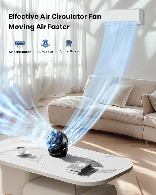 Gaiatop Portable Desk Fan - 5-Inch Electric Air Circulator with 3 Speed Settings | 360° Adjustable Tilt, Black