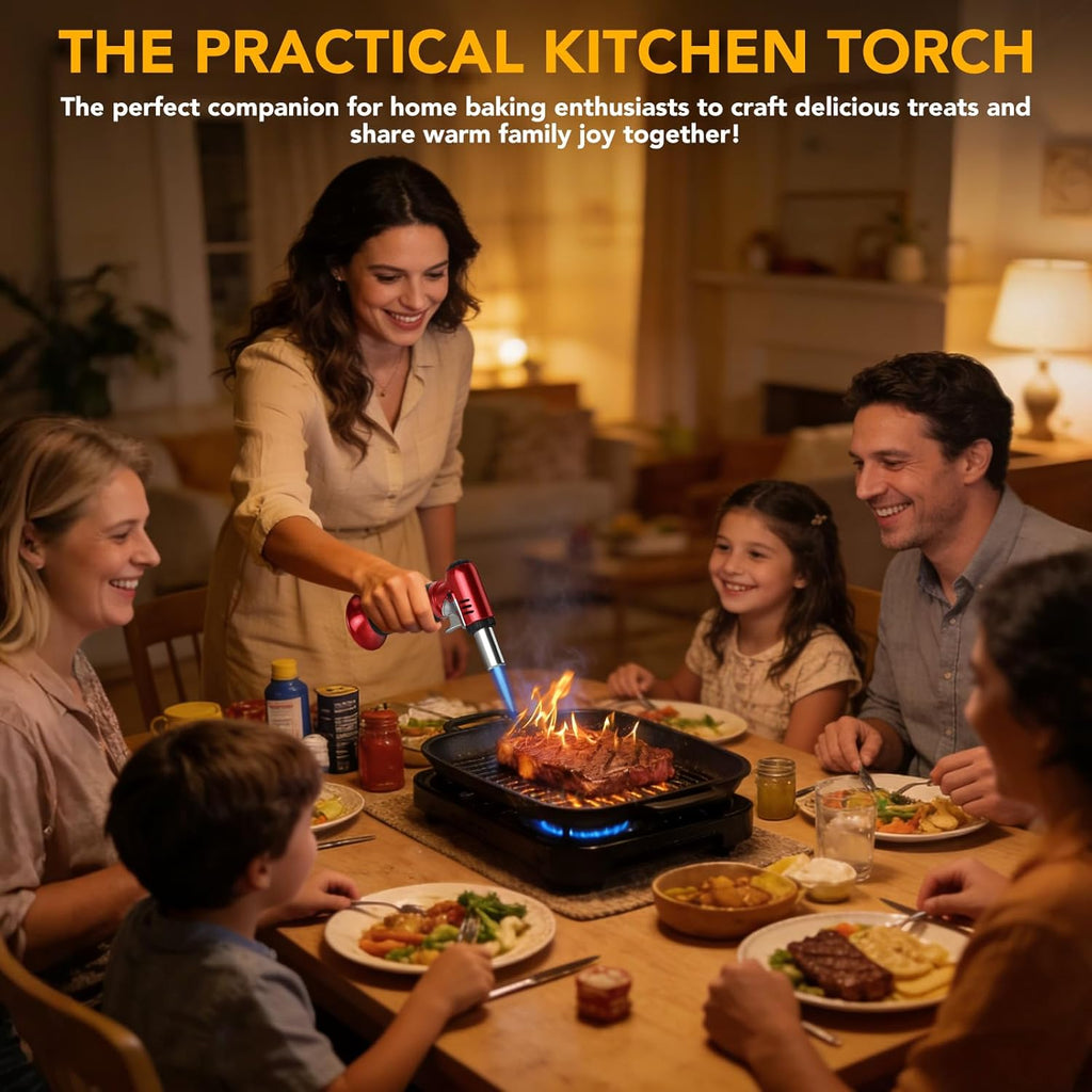 Semlos Butane Torch - Refillable Kitchen Lighter with Safety Lock & Adjustable Flame | Perfect for DIY, Crème Brûlée & Soldering