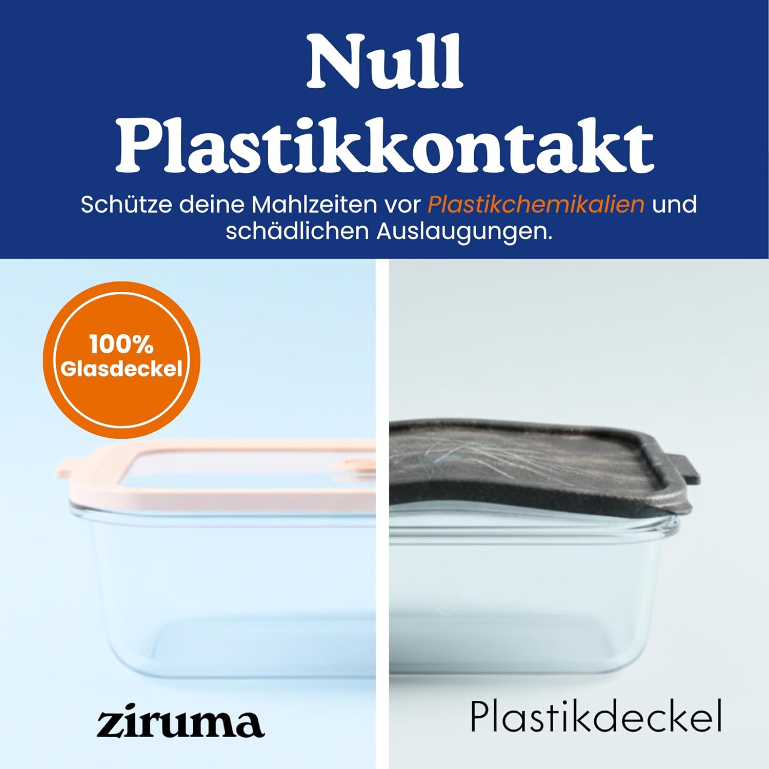 Ziruma Non-Toxic Glass Food Storage Containers - Airtight 2.6 Cup Soup Containers, 4 Pack, Microwave & Freezer Safe
