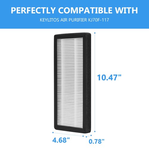 GoKBNY 2-Pack KJ70F-117 Replacement Filter, Compatible with Keylitos Purifier KJ70F/KJ70F-117