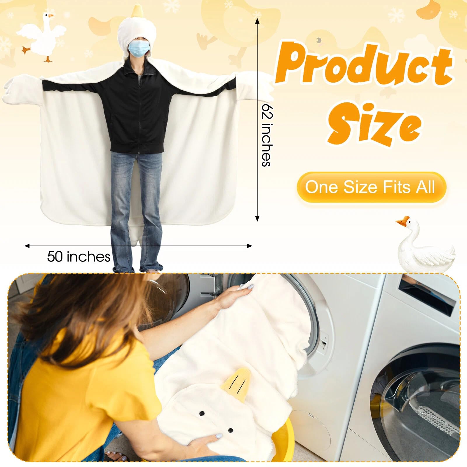 Peryiter Goose Wearable Blanket Hoodie: Goose Gift for Adults Oversize Cozy Flannel Wrap Throw for Women Men