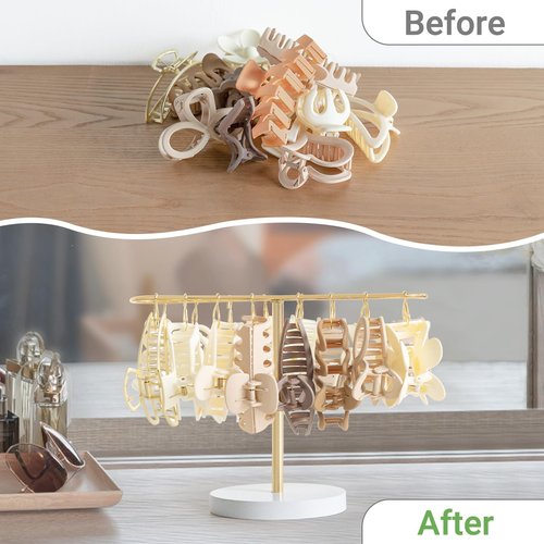 Mkono Metal Claw Clip Organizer Hair Claw Holder for Women and Girls Accessory Storage Display Stand for Dressing Table Bedroom Bathroom Decor, Gold