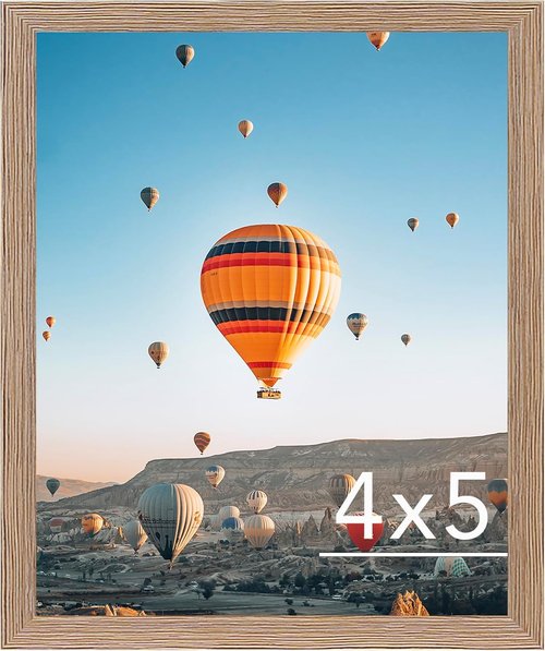 JCJMY 4x5 Rustic Brown Picture Frame - Versatile Wall & Tabletop Display with Shatter-Resistant Plexiglass