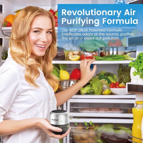 Fridge Deodorizer | 2-Pack Odor Eliminator Kit - Lasts 10 Years, Chemical-Free, More Effective Than Baking Soda - Black