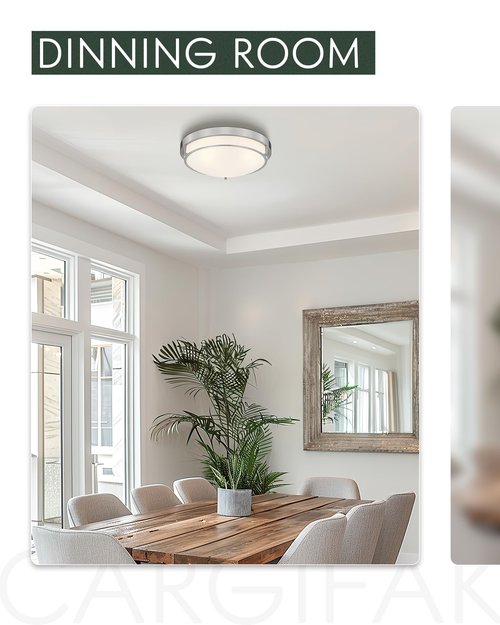 Cargifak 16 inch Close to Ceiling Light Fixtures, Brushed Nickel Farmhouse Ceiling Light with 3 Light for Laundry Kitchen Bedroom Bathroom, CL4822-3W-BN