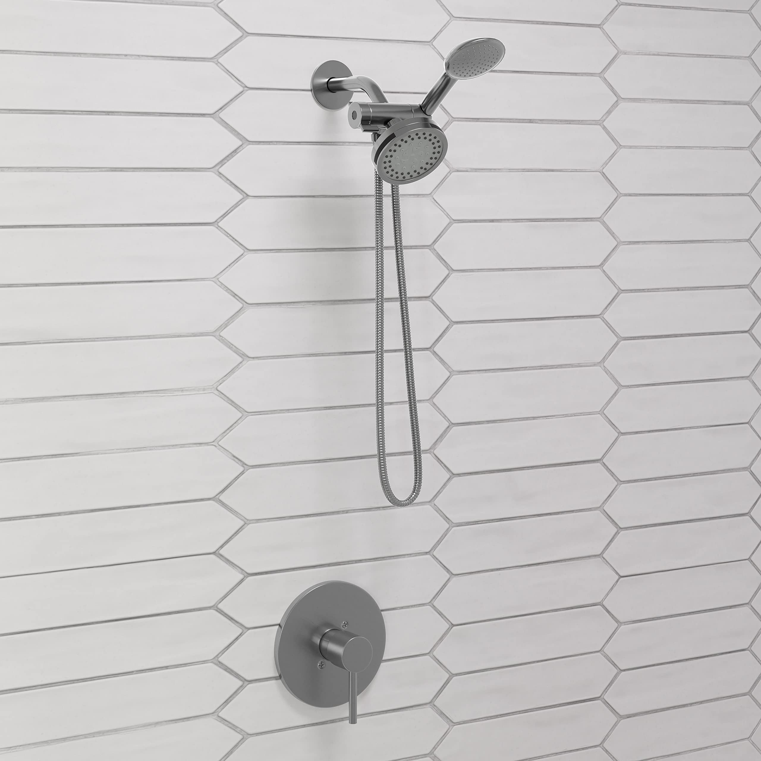 Design House 841536-SN 3-Way Shower Diverter and 70-Inch Hose for Handheld Showerhead and Fixed Showerhead Bathroom Universal Shower Replacement Part, Satin Nickel