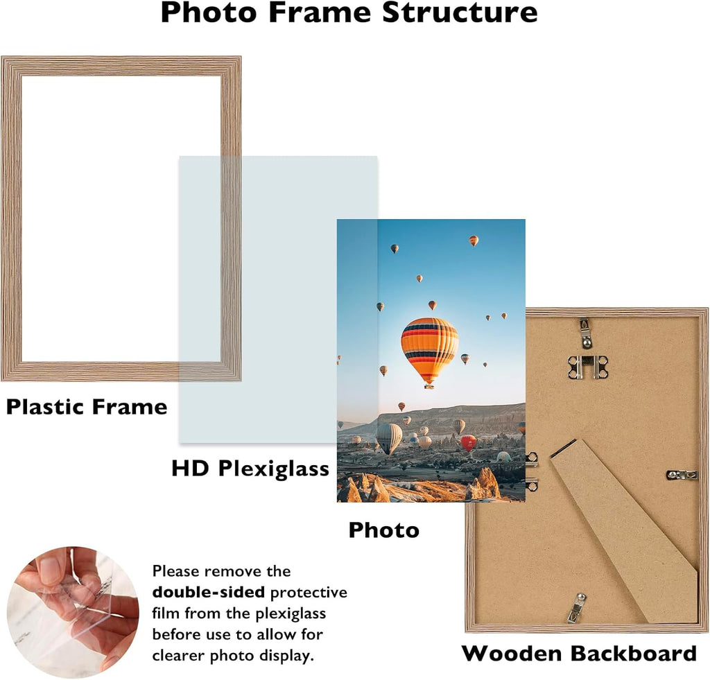 Rustic Brown Picture Frame by [Brand Name] - 8.5x11 Wall Mounting | Durable Shatter-Resistant Plexiglass