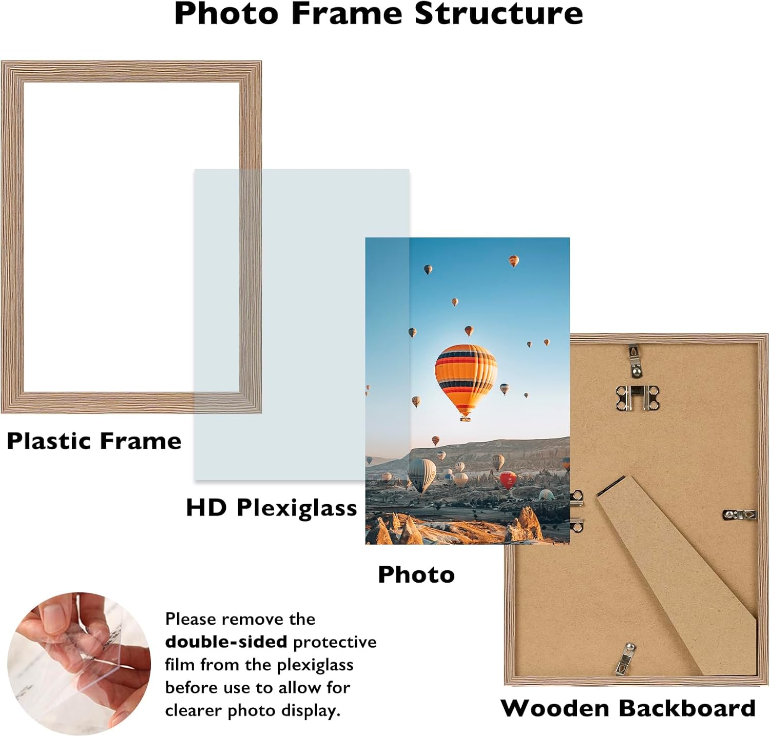 Rustic Brown Picture Frame by [Brand Name] - 8.5x11 Wall Mounting | Durable Shatter-Resistant Plexiglass