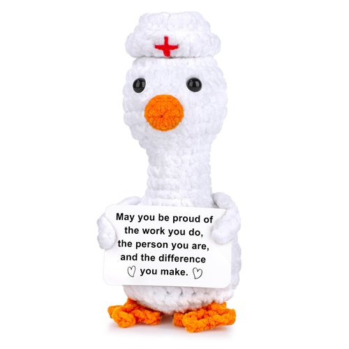 JoycuFF Nurse Mini Goose Positive Crochet Gift Easter Basket Stuffers Thank You Nurse Week Emotional Gifts Nurses Day Handmade Goose Positive Support Graduation Gifts for Nurses