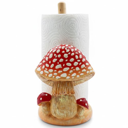 Mushroom Paper Towel Holder, Decorative Paper Towel Holder for Kitchen, Standing Paper Towel Holders Cute, Wood Roll Holder for Kitchen Accessories,Bathroom,Farmhouse,Christmas,Housewarming