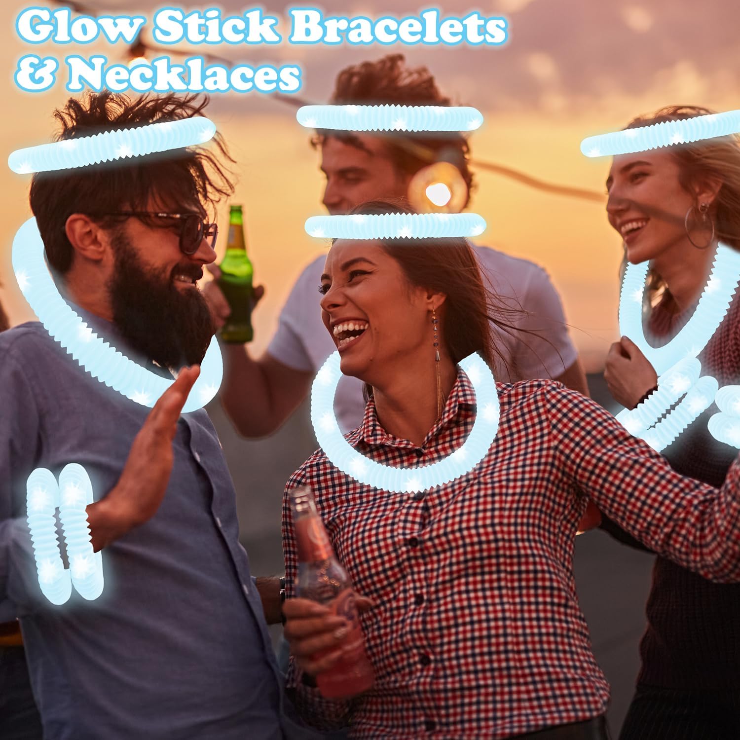 Skiennix Glow Sticks - 12-24 PCS White Party Favors for Kids | Necklaces & Bracelets for Graduation & School Events