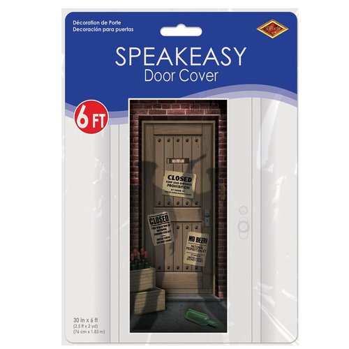 Beistle 2-Pack Speakeasy Door Cover, All-Weather Prohibition Era Hanging Decorations & Roaring 1920s Party Decor for Gatsby Themed Parties, 6' x 30"