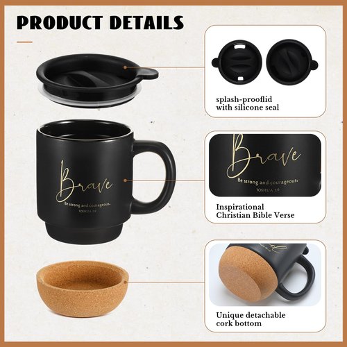 Funnymoom 12 Pcs Christian Mug Bulk Pastor Appreciation Day Gift 13.5 oz Inspirational Bible Verses Cup Ceramic Religious Coffee Mug with Cork Bottom Thank You Gift for Men Employee Teacher (Trendy)