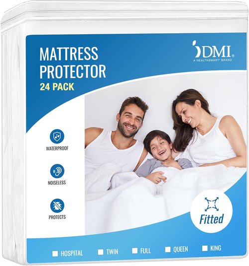 DMI Waterproof Queen Mattress Protector - 24-Pack | Ultimate Protection in White