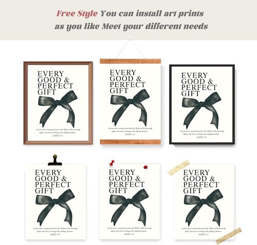 LARTSFRO Coquette Black Bow Bible Wall Art - Inspirational Decor for Teen Girls | 12x16 Inch Set of 4 Unframed Prints