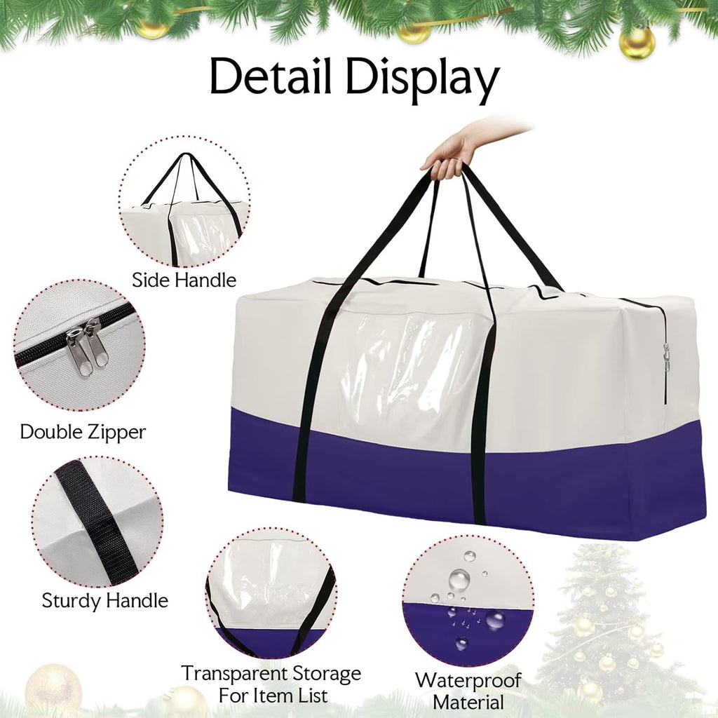 Skiennix Christmas Tree Bag - Heavy Duty 600D Oxford Material for 8 Ft Trees | Dampproof Storage with Dual Zipper & Reinforced Handles
