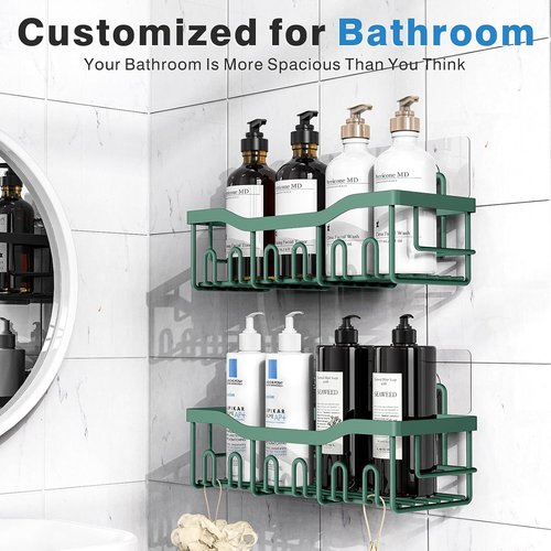 EUDELE Shower Caddy - Rustproof Stainless Steel Organizer | No Drilling, 2 Pack for Home & Kitchen Storage