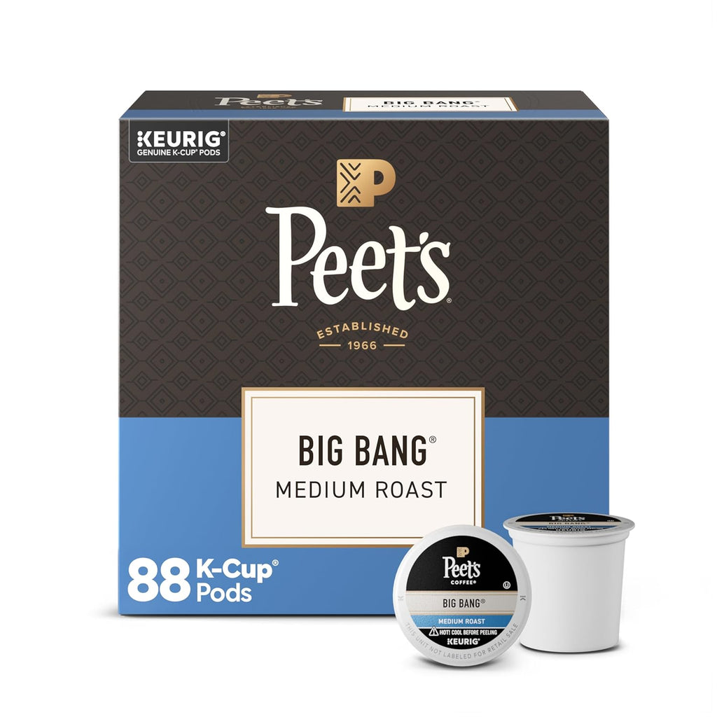 Peet's Coffee Medium Roast K-Cup Pods - 100% Arabica Big Bang Flavor, 88 Count (4 Boxes of 22 Pods)
