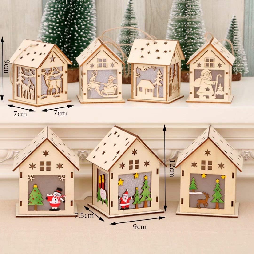 Wood Craft Kits - Unfinished 3D Wooden House Puzzle Toy for Kids & Adults | 7-Piece DIY Decoration