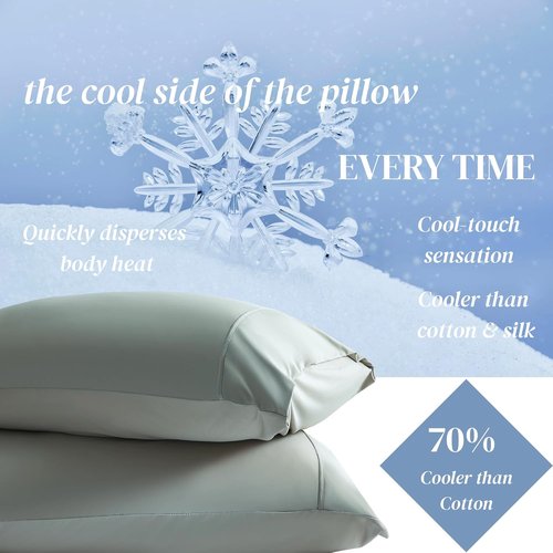 Beckham Hotel Collection Cooling Pillowcases - King Size Set of 2 | Silky Soft & Breathable Aqua Gray