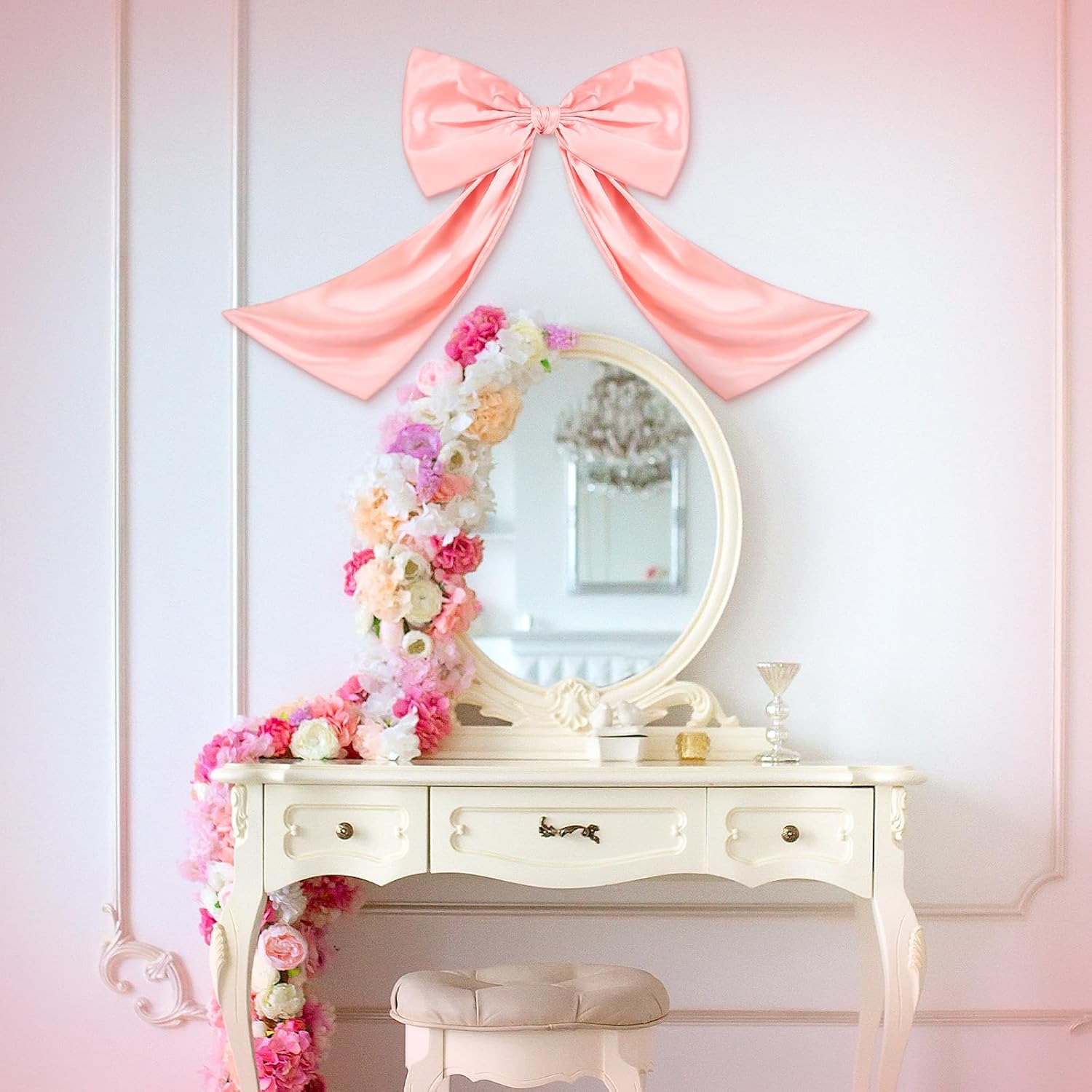 Wavwavw Pink Large Bow Decor - Giant Satin Ribbon Tie for Party & Wedding Backdrop | 24 x 18 Inches