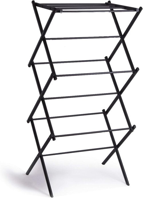 BINO 3-Tier Collapsible Drying Rack - Black | Foldable & Portable for Indoor/Outdoor Use | Space-Saving Clothes Dryer