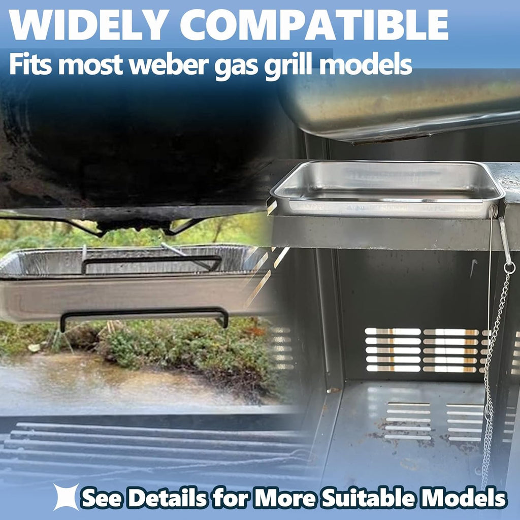 **SafBbcue Grease Catch Pan - Replacement Tray for Weber Spirit & Genesis II Grills | Includes Disposable Liners**