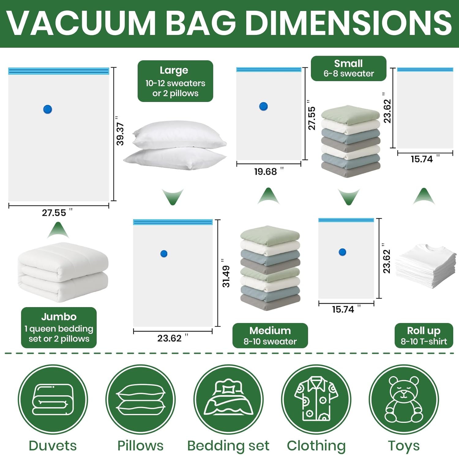 Skiennix Vacuum Storage Bags - 20-Pack with Electric Air Pump for Clothes & Comforters | 4 Jumbo, 4 Large, 4 Medium, 4 Small, 4 Roll-Up Bags