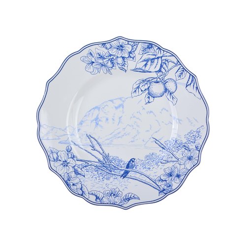 222 Fifth 12-Piece Porcelain Dinnerware Set for 4, Elegant Floral Plates and Bowls Sets- White/Blue Ceramic Dishes, Chip Resistant Kitchen & Dining Dish Set, Microwave & Dishwasher Safe, Hudson Valley