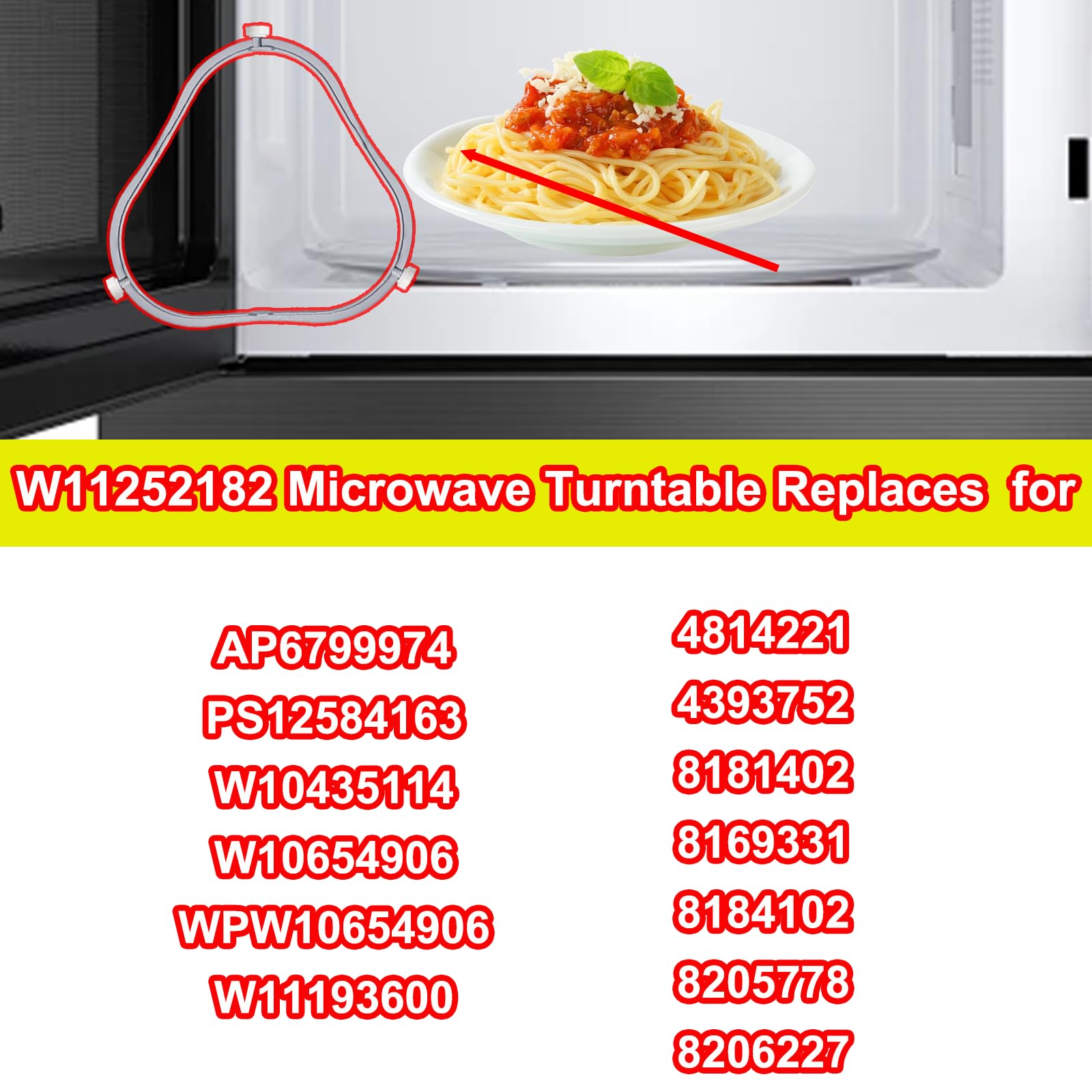 7.48 in W11252182 Microwave Turntable Support Ring,Glass Tray Support Replacement Part,Fit for Whirlpool Maytag Microwaves,Replaces 8206227,W10435114