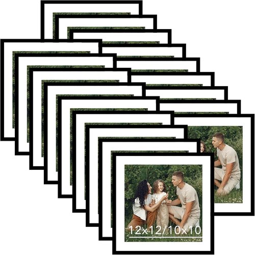 JCJMY 18-Pack 12x12 Picture Frames - Black Gallery Wall Set for 10x10 or 12x12 Photos