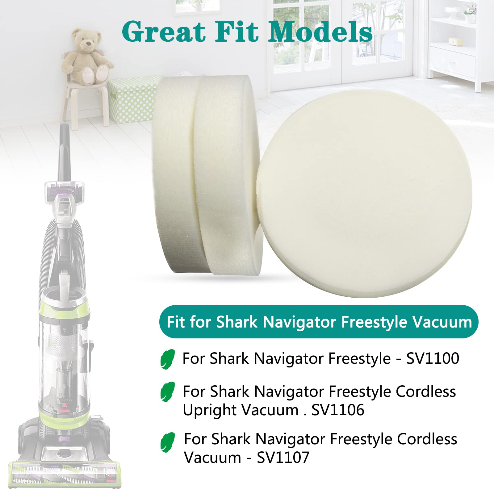 Syxtidy Filter Replacement for Shark Navigator Freestyle SV1106, SV1107, SV1100,SV1112 Vacuum, Part # XF1100T, 6 Pack