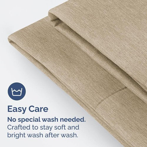 King Standard Pillow Cases Set of 4 - Soft Hotel Quality Covers for Comfy Bedding - Machine Washable Heathered Beige
