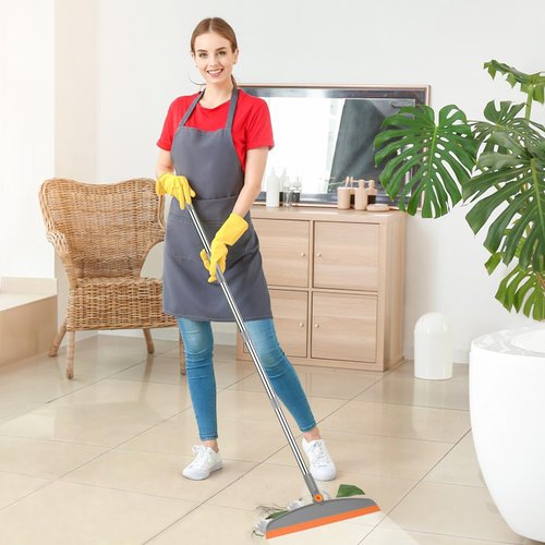 Multifunction Magic Broom, 54 Inch Adjustable Long Handle Silicone Floor Squeegee Broom, Sweep and Scrape 2 In 1 Household Cleaning Brooms for Floor, Bathrooms, Kitchens, Showers, Tile, Pet Hair,Glass