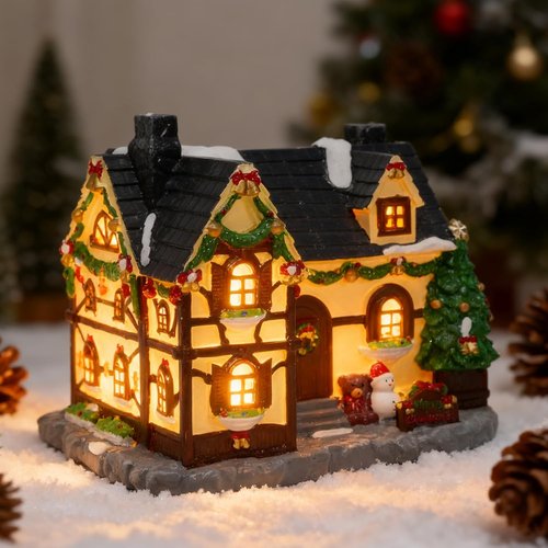 Hand-Painted Christmas House by Christmas Collectibles - Snowman Village Decor for Festive Home