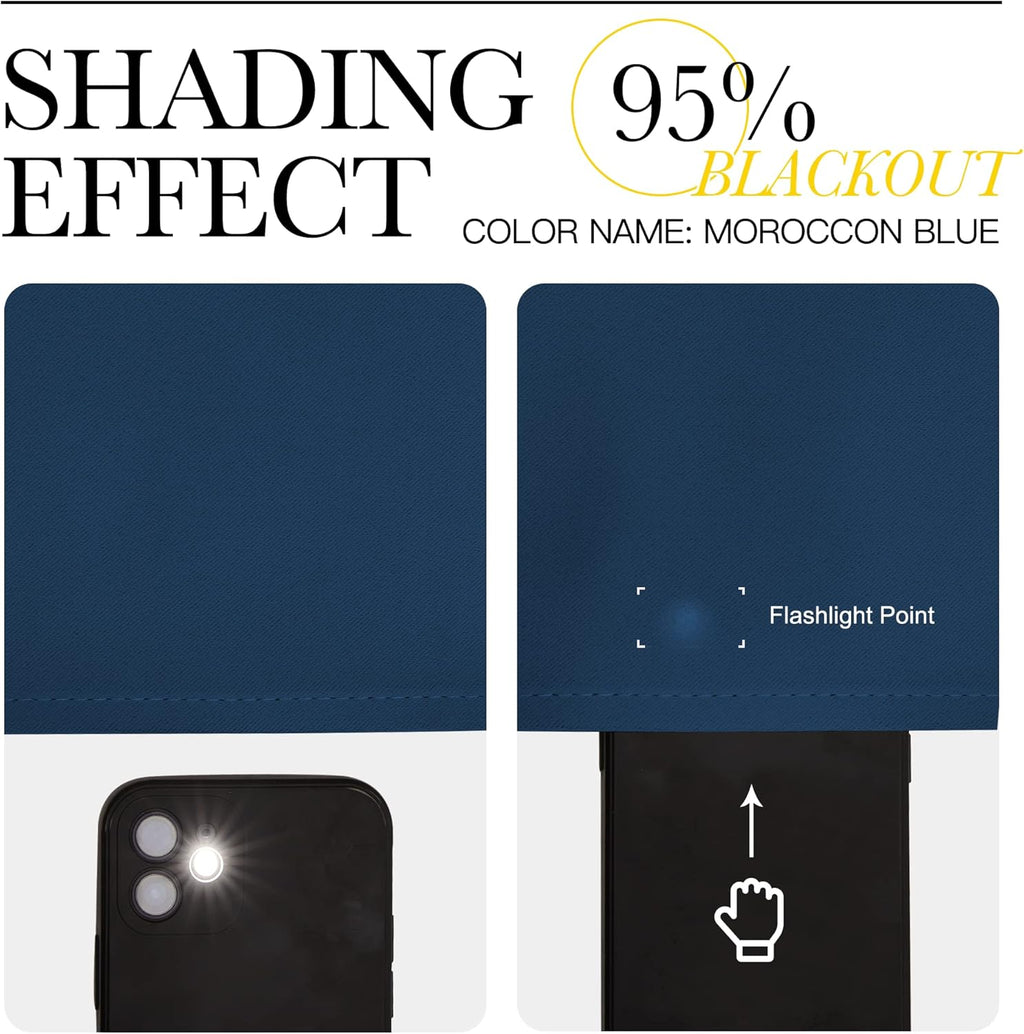 NICETOWN Moroccan Blue Blackout Curtains - Sound Reducing, Heat & Cold Blocking | 78" Long, 55" Wide, 2 Pieces for Office & Dining Room