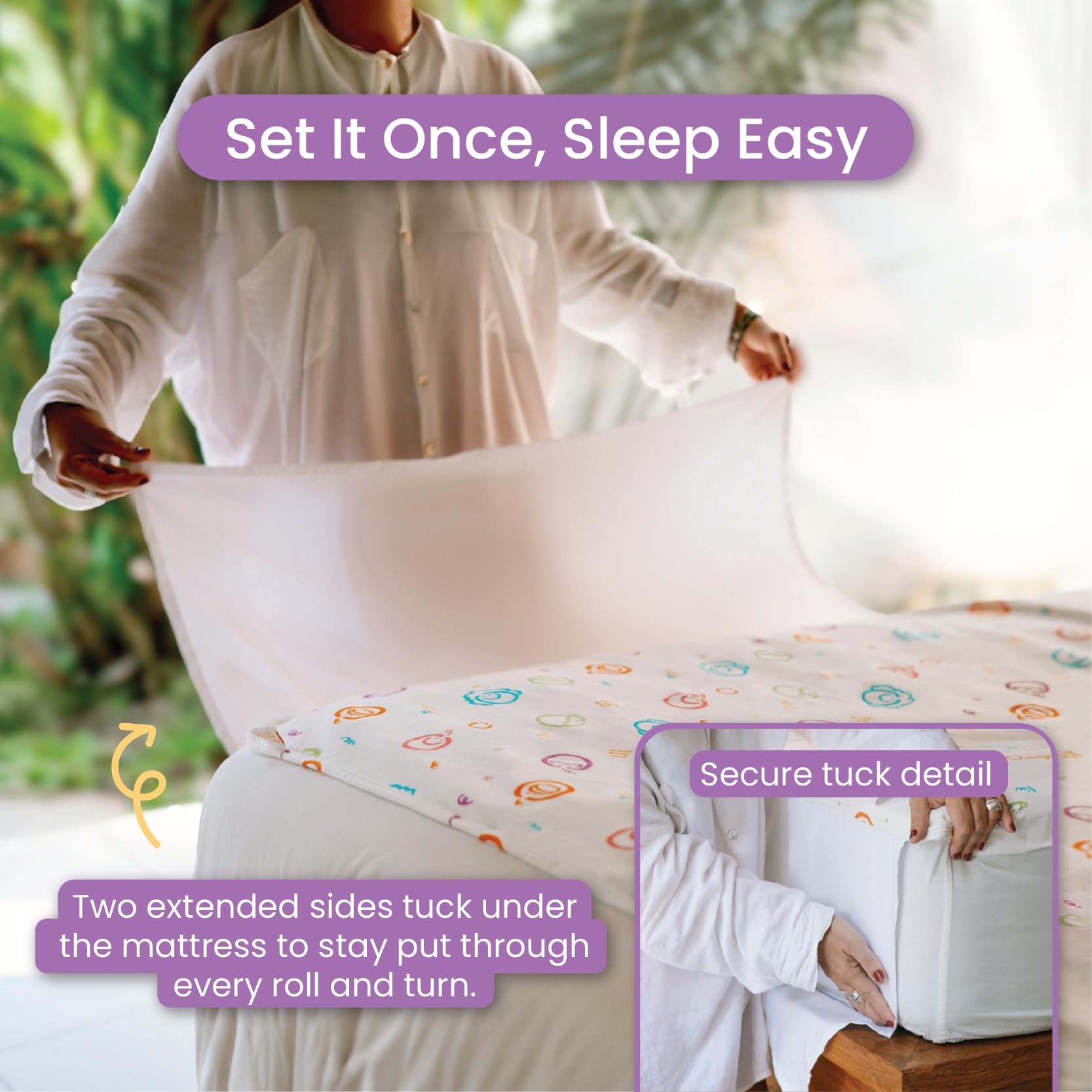 Tuckable Potty Training Pee Pads for Kids, Potty Training Bed Pads for Toddlers, 100% Waterproof Mattress Protector, Non-Slip Bed Wetting Pad, Reusable & Washable Underpads (Truck and Toys Design)
