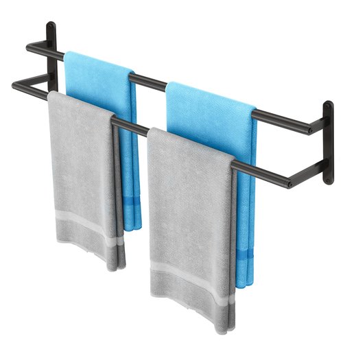 32Inch Double Towel Bar, JIAPAIDUO Towel Rack for Bathroom, Stainless Steel Double Bath Towel Bar, Wall Mounted Towel Holder, Matte Black