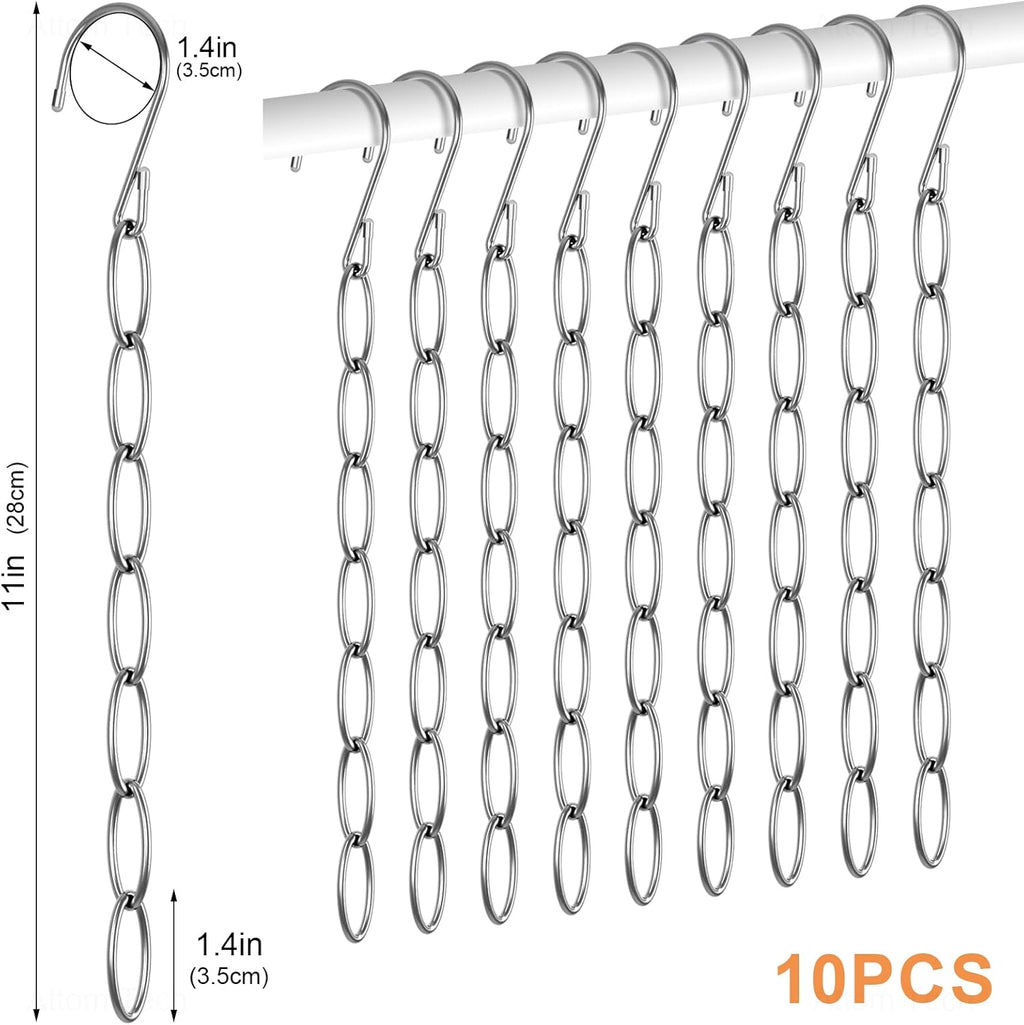 NiHome Clothing Chain Hanger - 10-Pack Metal Closet Organizer with 7 Holes | Space-Saving Solution for Home & Travel