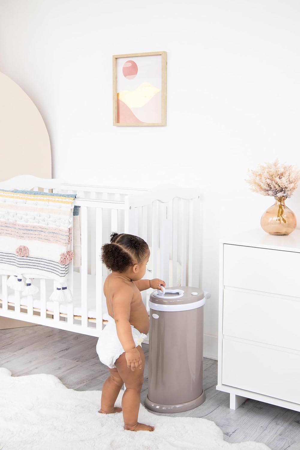 Ubbi Stainless Steel Diaper Pail - Odor Locking Design | No Special Bag Required, Taupe Finish