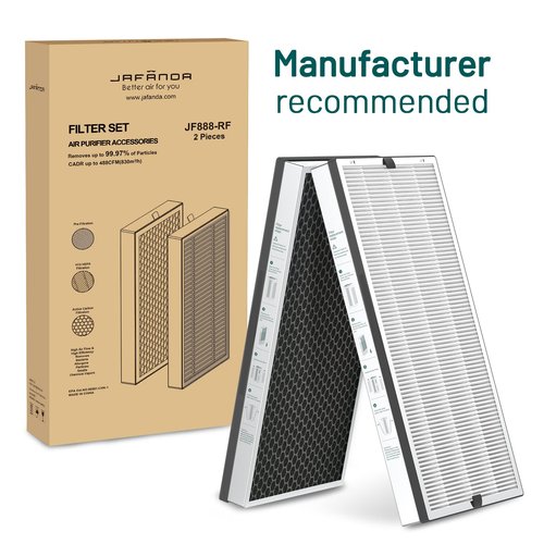 Jafända JF888 Replacement Filter, 2 Pack Original Filters, True HEPA 13 Filter, with 2.12 lb Activated Carbon, Remove Pollen Dust Pet Odor VOCs,Allergies,Smoke,Cooking smell